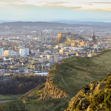 Edinburgh cityscape from Arthur's Seat looking towards the city centre and castle. Brendan Howard / Shutterstock
 