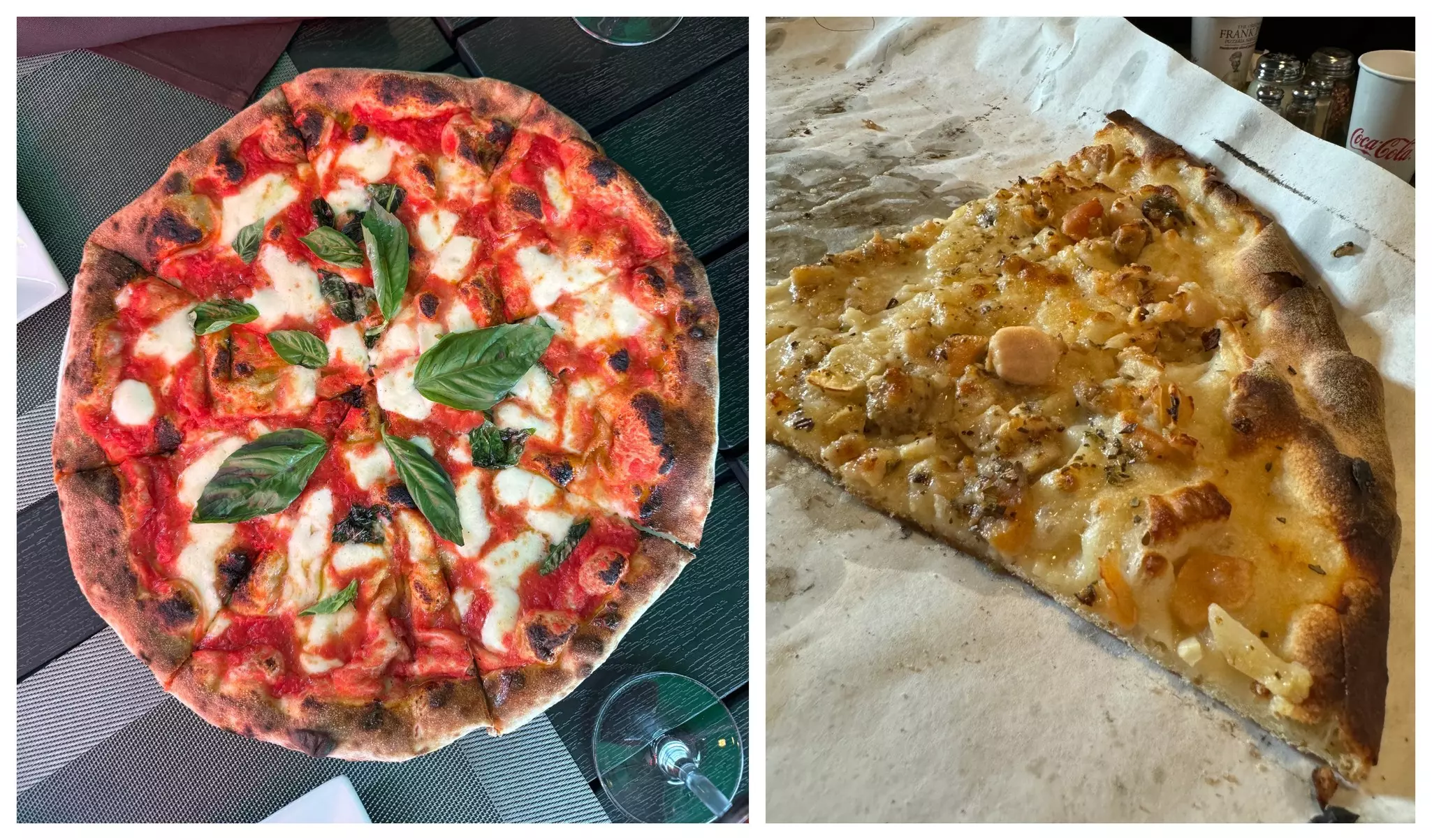From left: Pasta Eataliana; Frank Pepe's clam pizza © Laura Motta