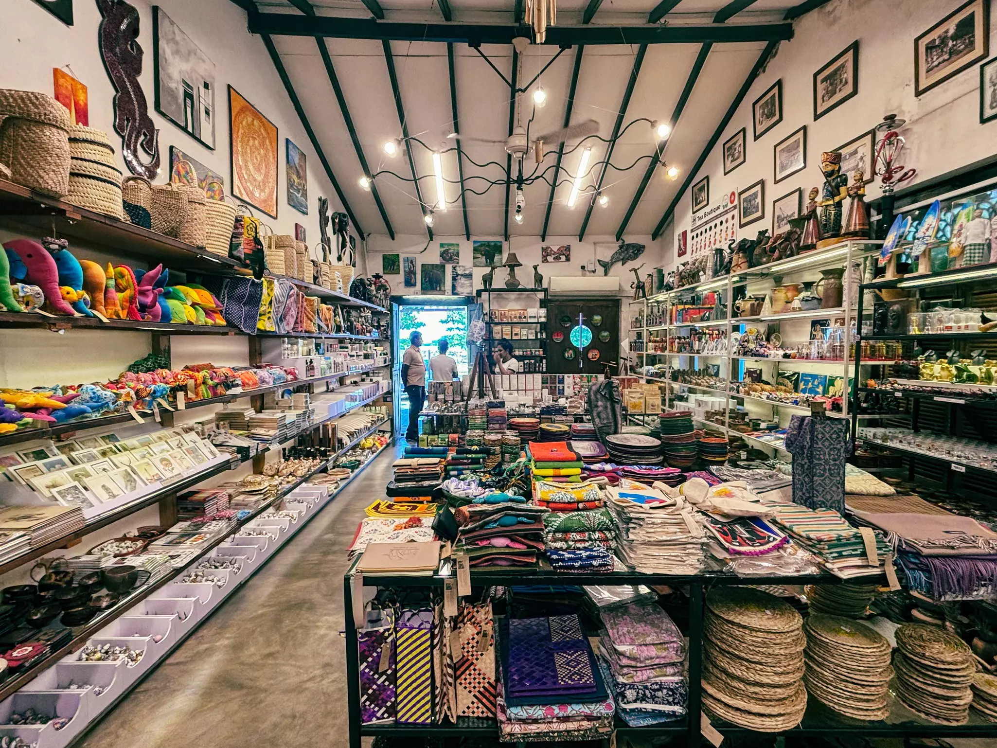 A souvenir shop with teas and all kinds of handmade crafts.
