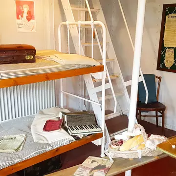 Inside the Titanic tender SS Nomadic crew cabin, which is now on display in Belfast's Titanic Quarter.