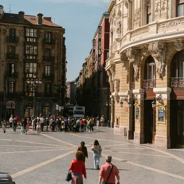 The plaza outside of Teatro Arriaga in Bilbao, Spain