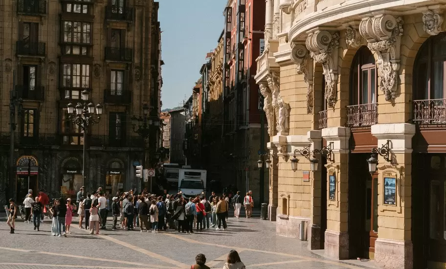 The plaza outside of Teatro Arriaga in Bilbao, Spain