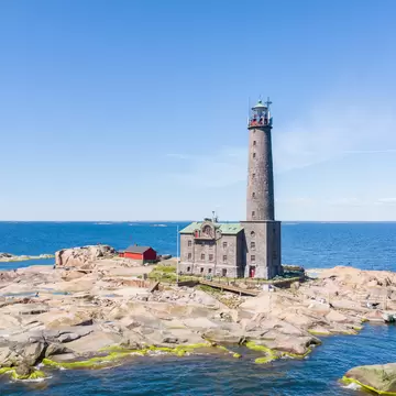 Aerial view of Bengtskär lighthouse in Gulf of Finland in summer; Shutterstock ID 1757098517;