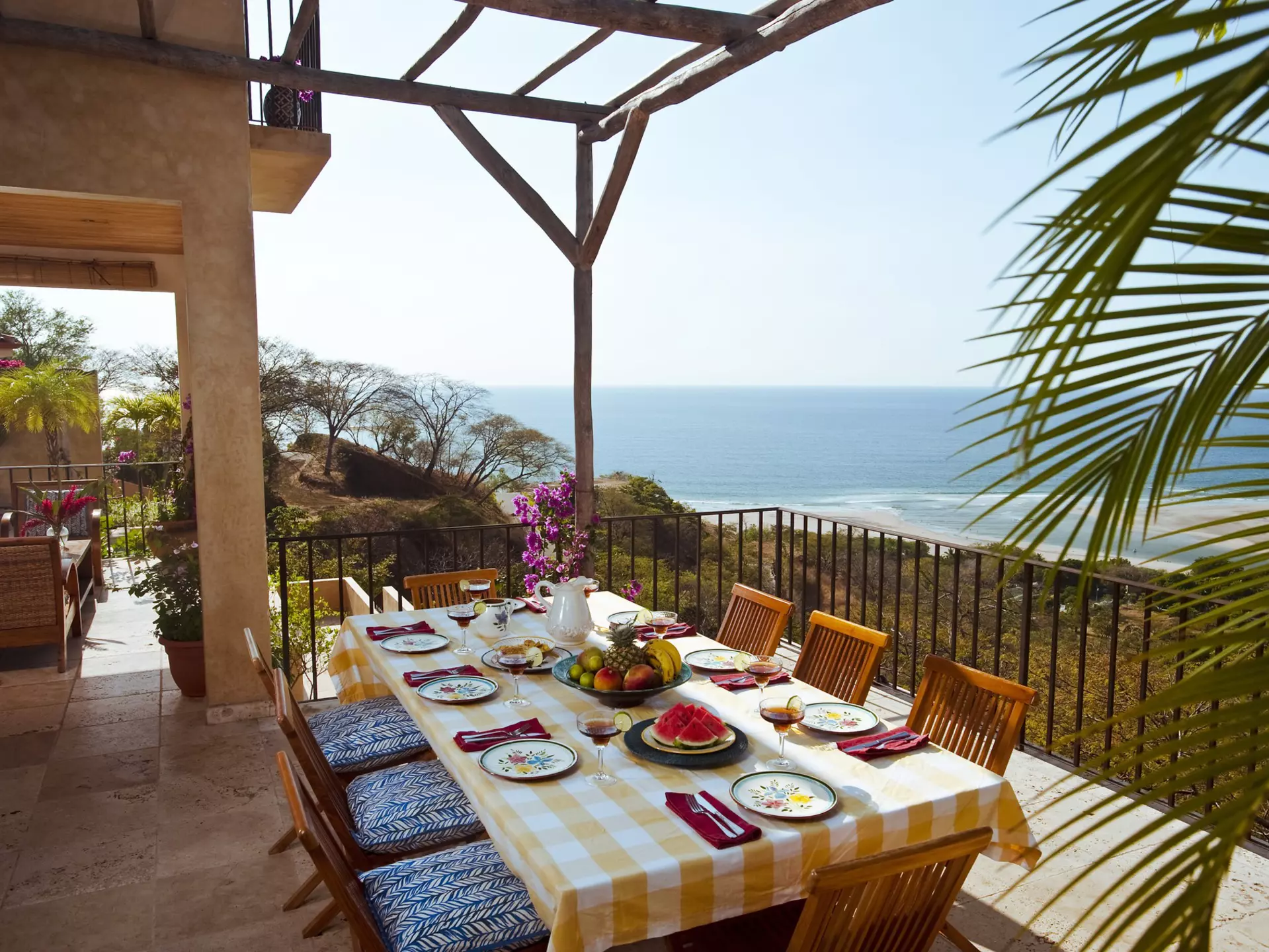 A table set to enjoy a meal with a Pacific ocean view at Tamarindo in Costa Rica. Wayne Eastep/Getty Images