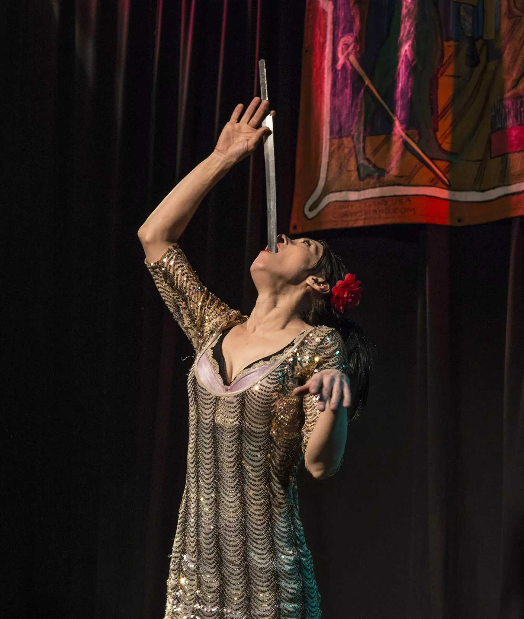 Sword swallowing at Coney Island Circus Sideshow