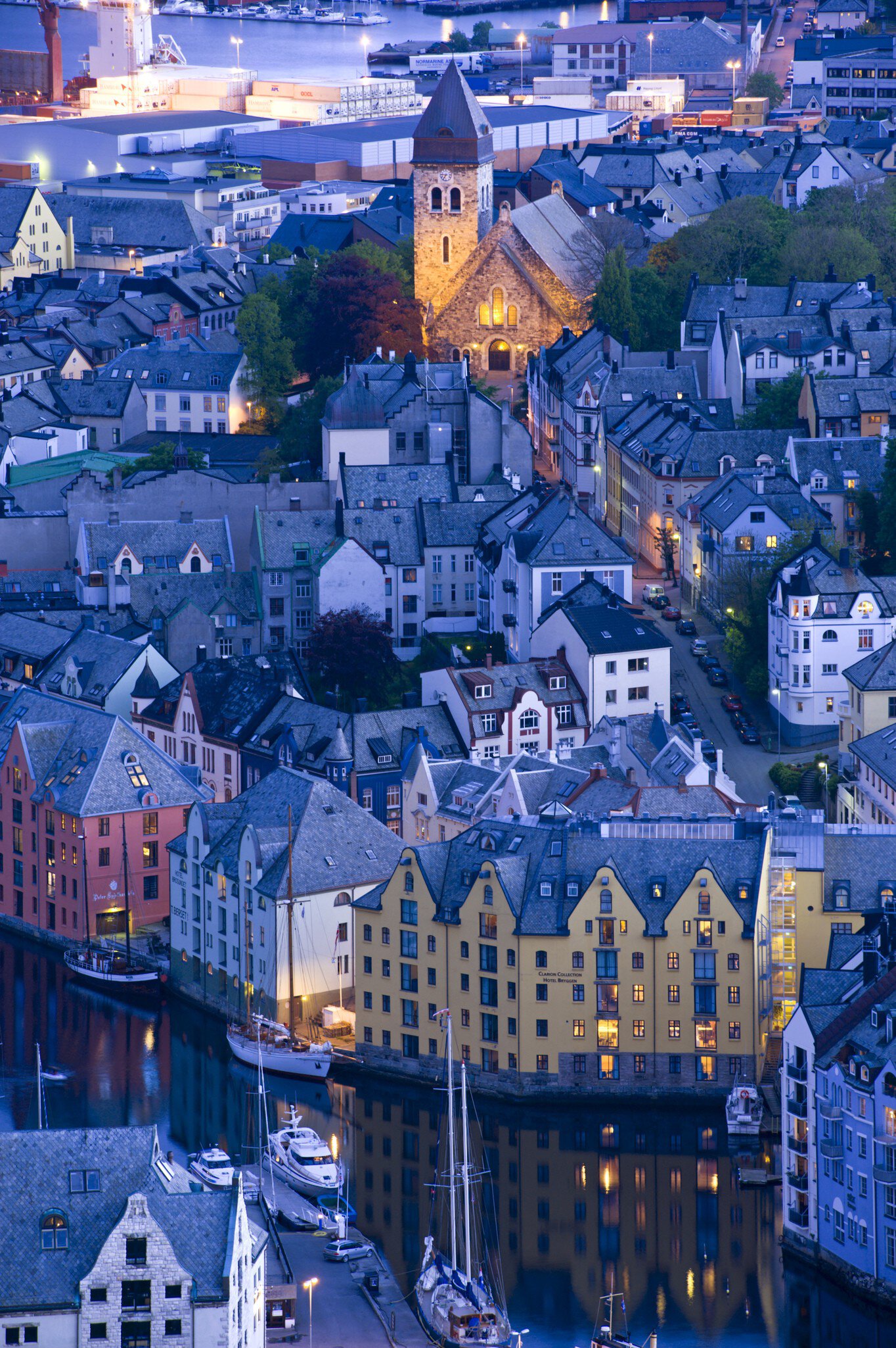 Overview of Alesund from viewpoint on Aksla.