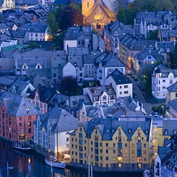 Overview of Alesund from viewpoint on Aksla.