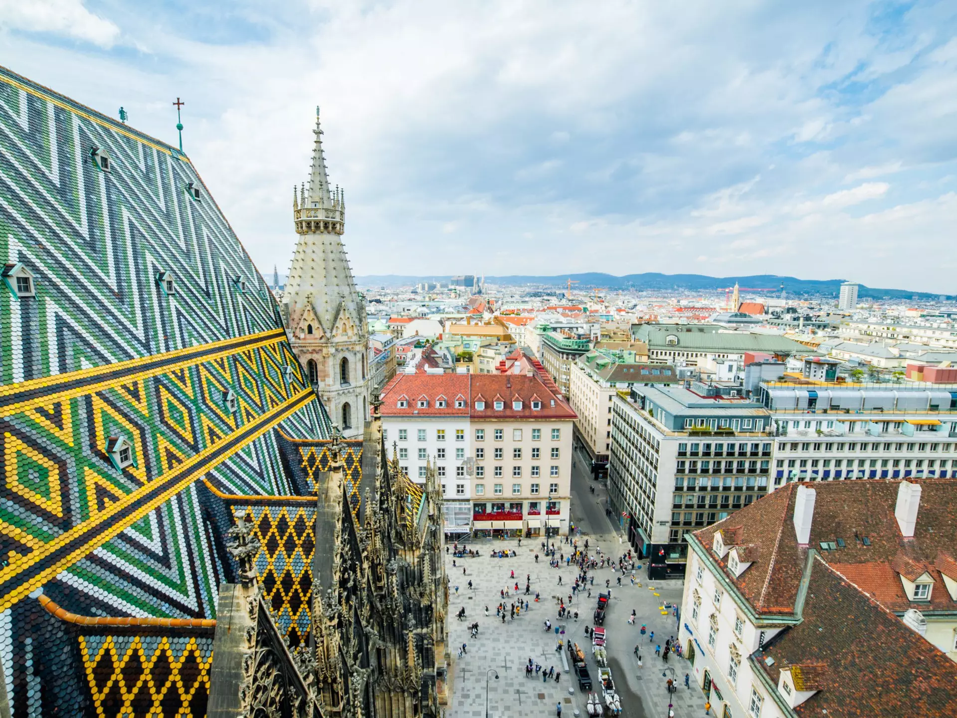A famous view of the city from the tower of the church of St. Stephen.