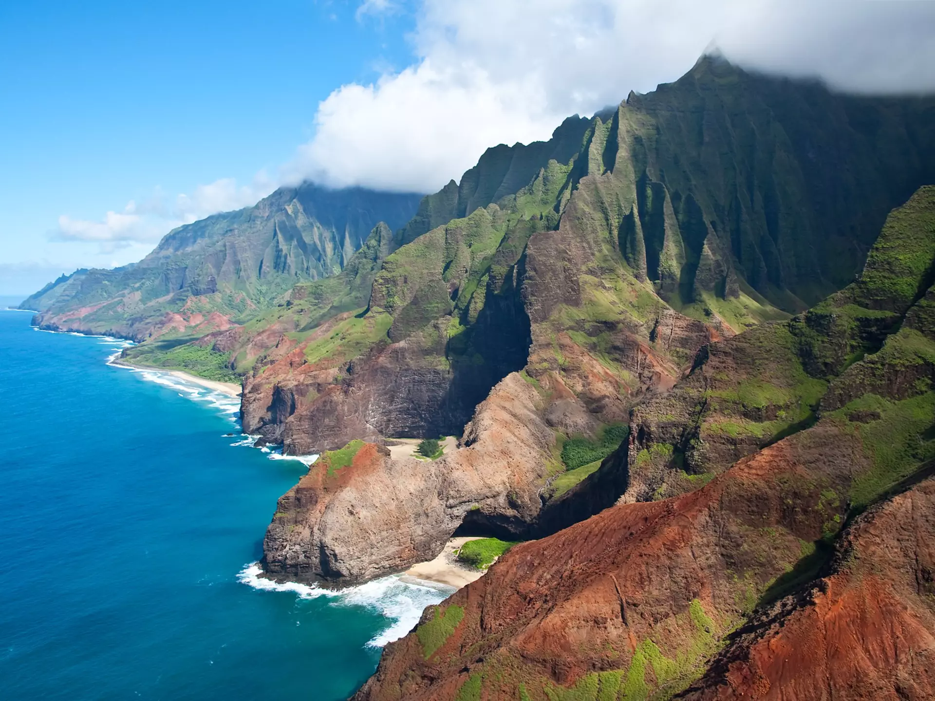 Aerial View of Na Pali Coast in Kauai, Hawaii