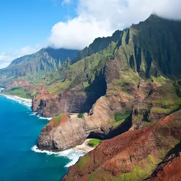 Aerial View of Na Pali Coast in Kauai, Hawaii