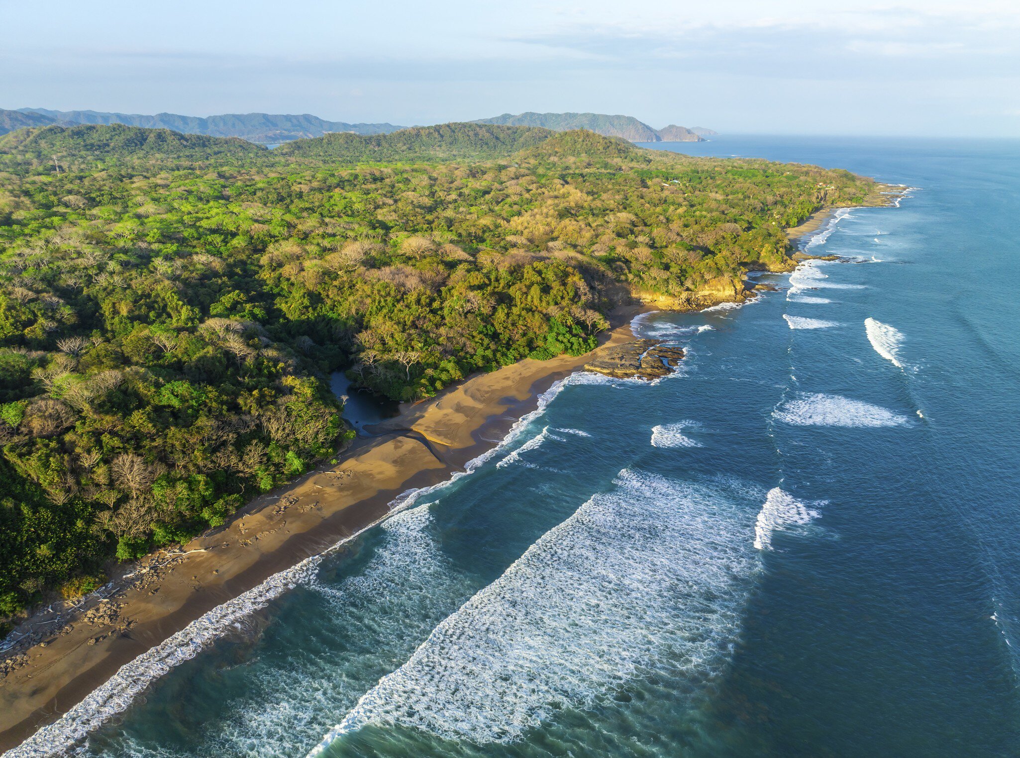 Aerial view of Playa Cocalito, Puntarenas, Costa Rica, Central America.