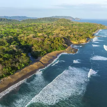 Aerial view of Playa Cocalito, Puntarenas, Costa Rica, Central America.