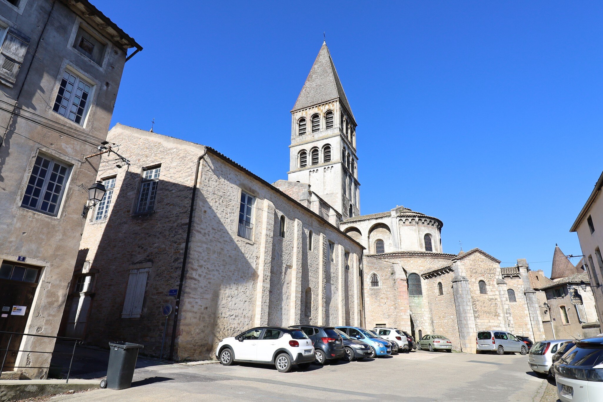 Saint Philibert Abbey, former monastery in Romanesque style, exterior view, town of Tournus, Saone et Loire department, France