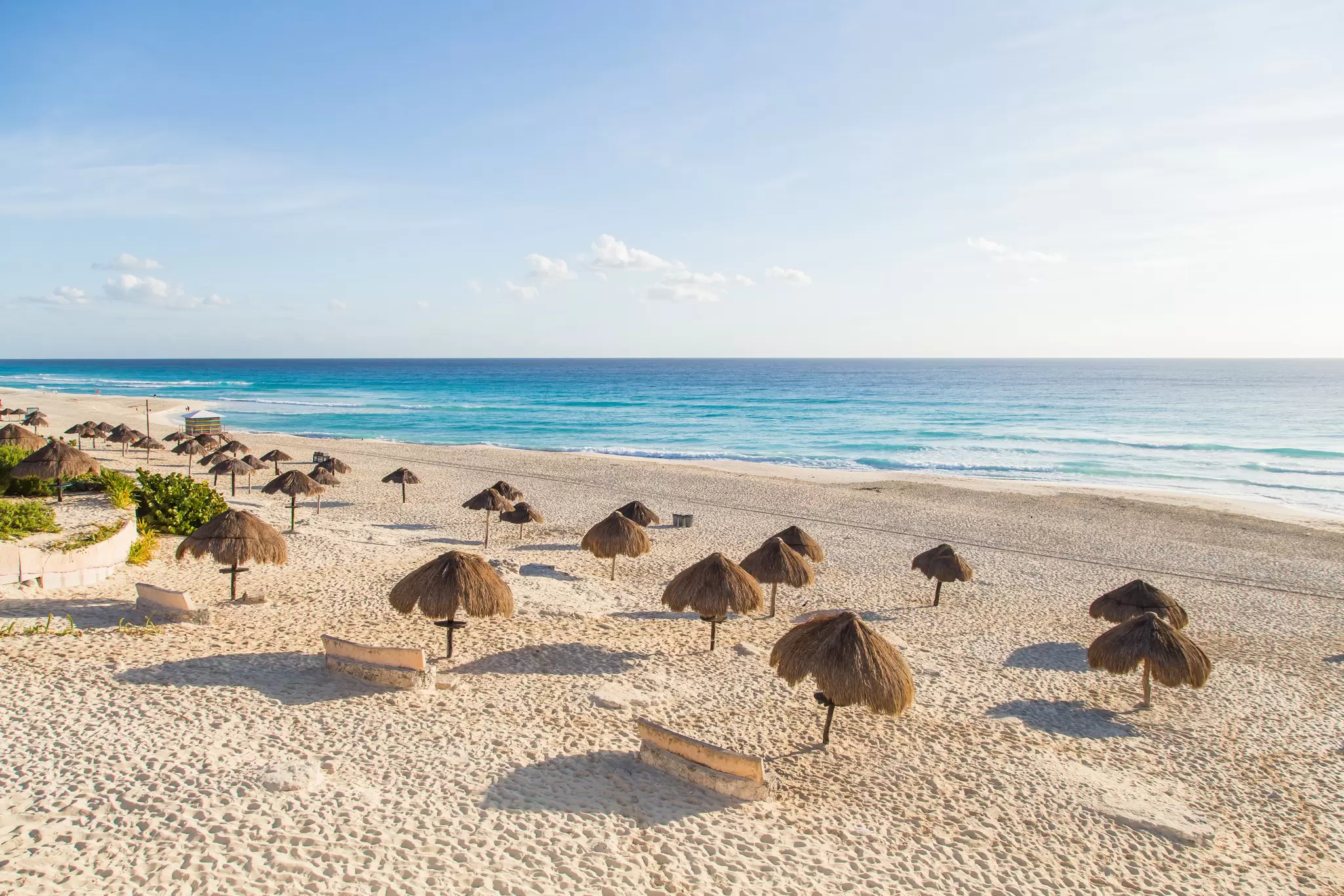 Beautiful beach on the Caribbean coast. Playa Delfines, Cancun, Mexico