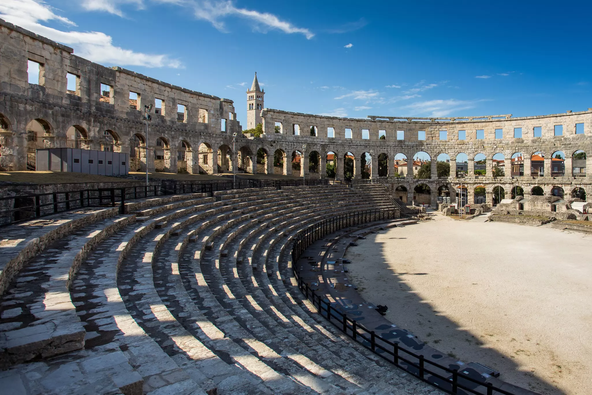 The interior of the Roman amphitheatre (Arena) in Pula, Croatia.
