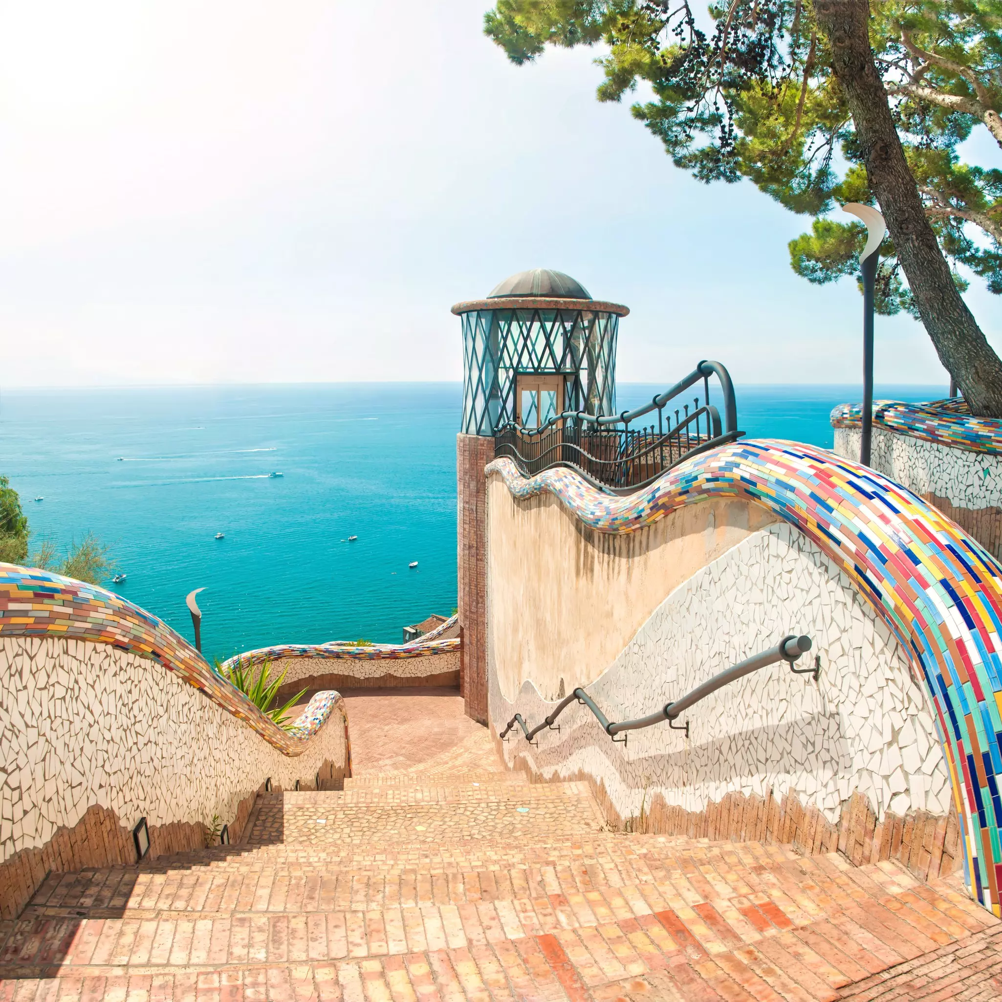 Some steps with tile details in Salerno, Italy. 