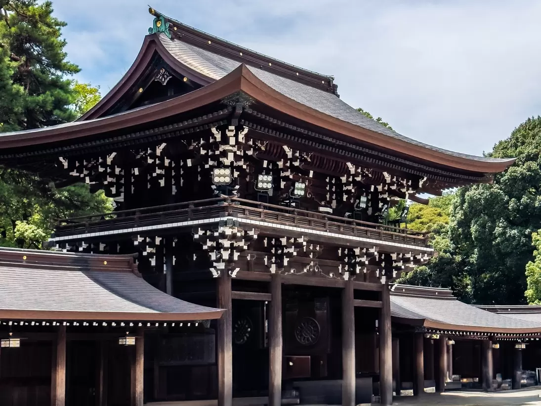 TOKYO, JAPAN - NOVEMBER 23: Meiji-jingu in Tokyo, Japan on November 23, 2013. The shrine officially designated one of Kanpei-taisha, the 1st rank of government supported shrines.