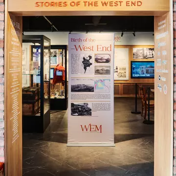 View of an exhibition at the West End Museum in Boston, Massachusetts.