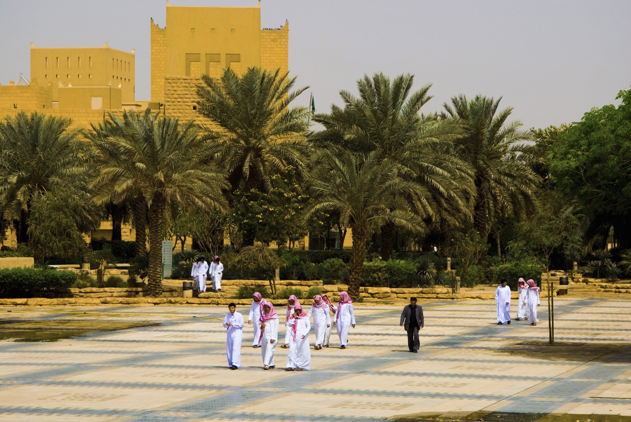 Students in square at National Museum, Riyadh, Riyadh Province, Saudi Arabia