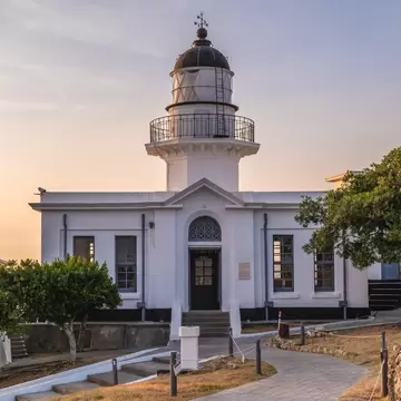 Cijin Island Lighthouse at dusk.