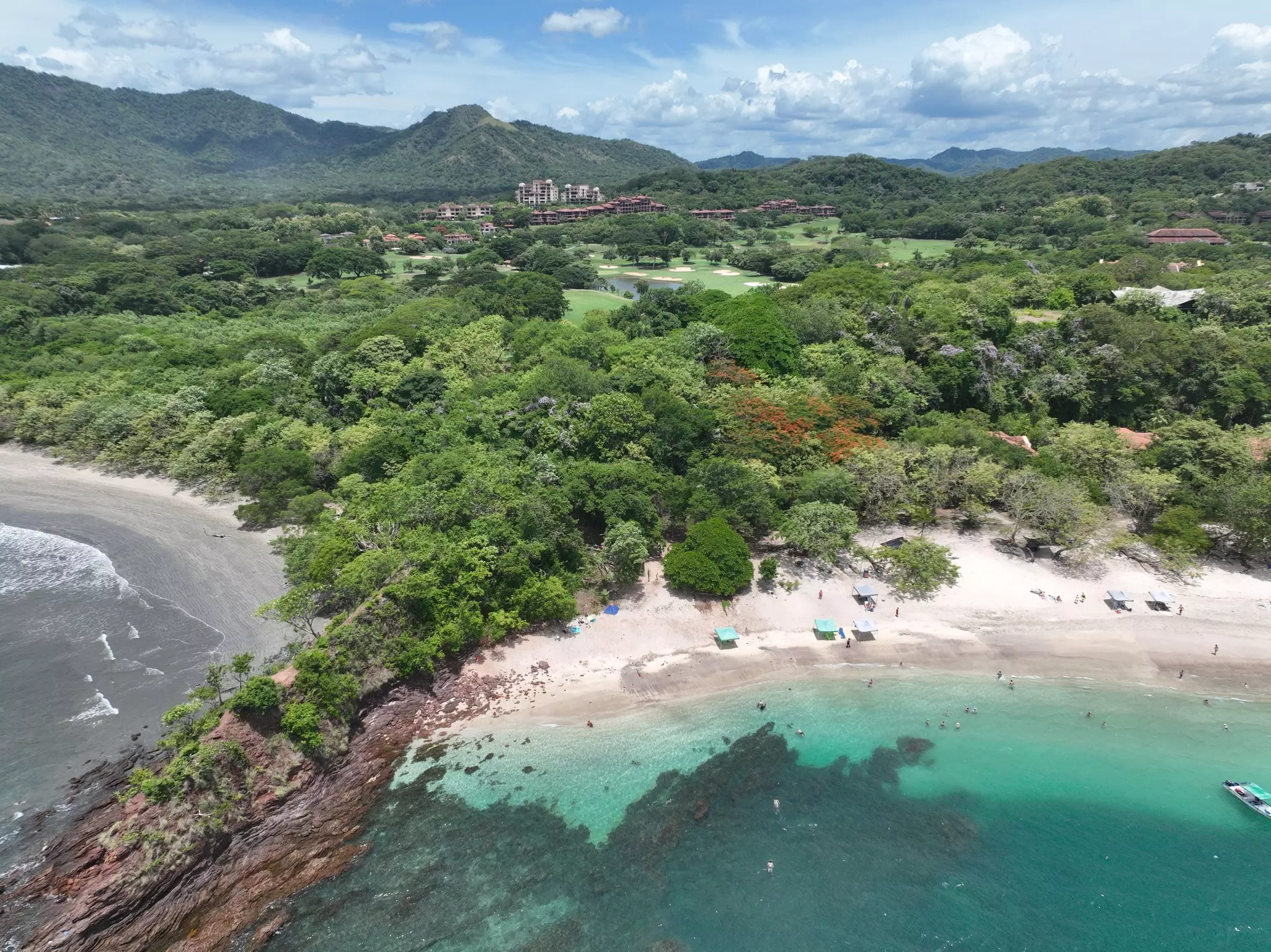 White sand on an empty beach in Playa Conchal, Costa Rica