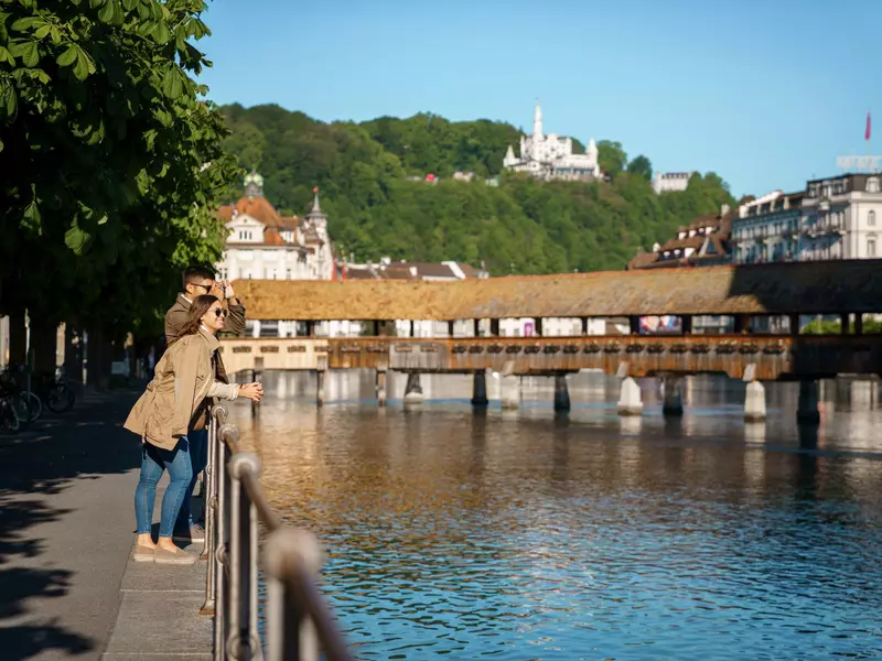 Aare river in city Bern, Switzerland during summer day