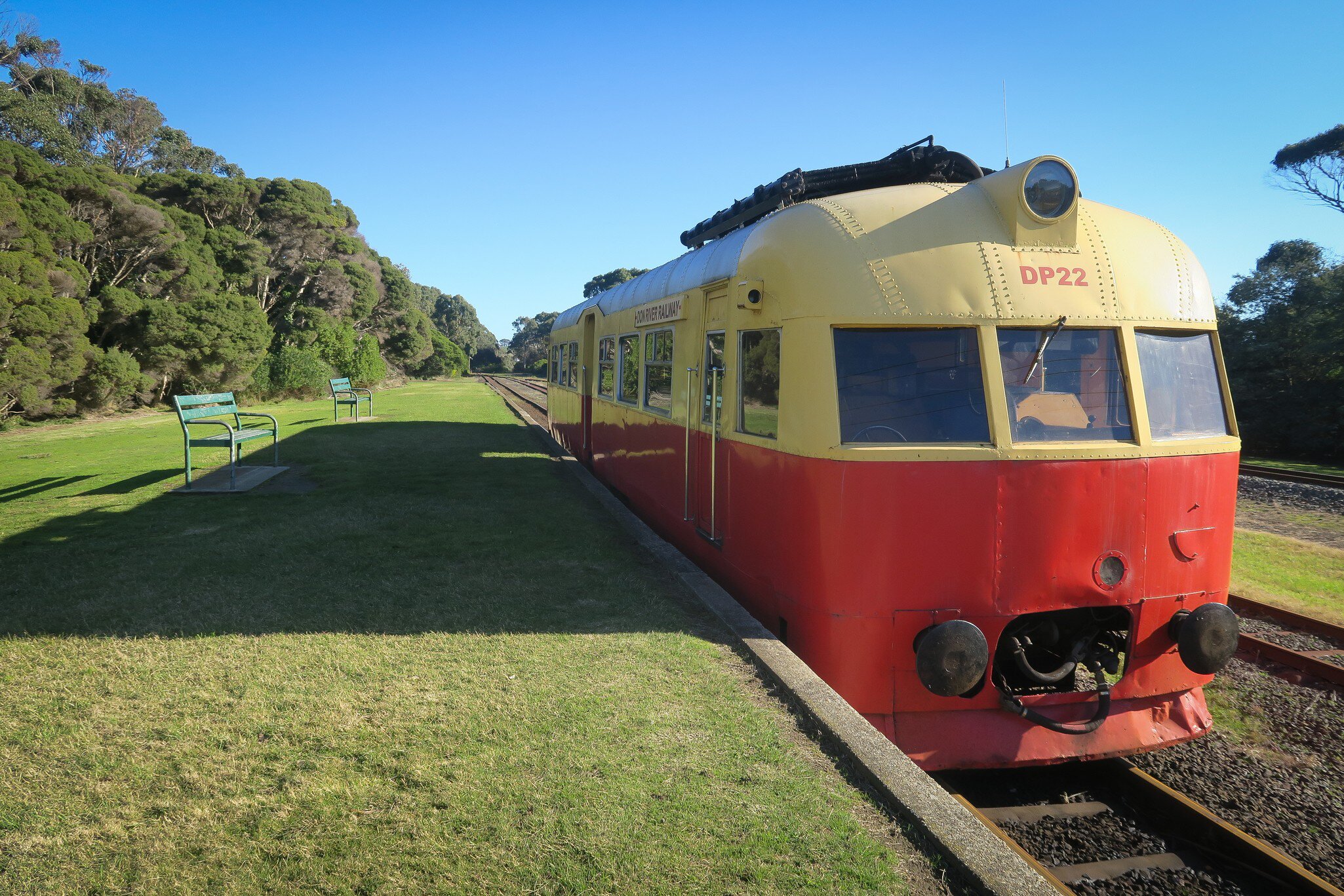  A vintage train on Don River Railway. Tasmania, Australia.
