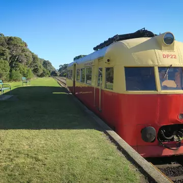  A vintage train on Don River Railway. Tasmania, Australia.