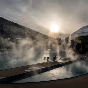 **RIGHTS MANAGED** please contact: Ava Nelson anelson@nakusp.com cc info@nakusphotsprings.com -- Nakusp Hotsprings pools during the winter