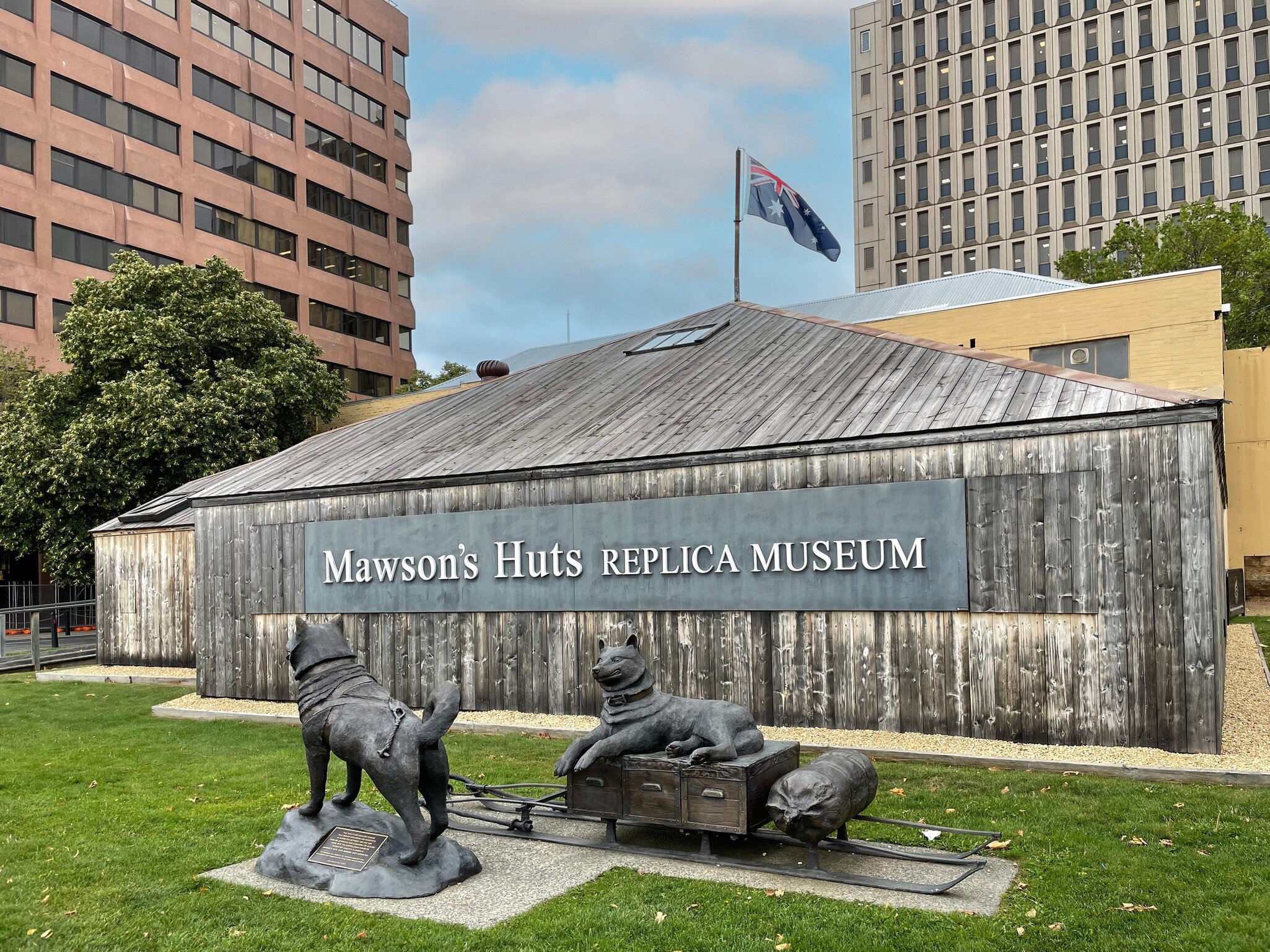 View of the Mawson's Huts Replica Museum, it is a replica of the huts used in Antarctica by Douglas Mawson and his team, plus stories of the expedition. Tasmania, Australia.