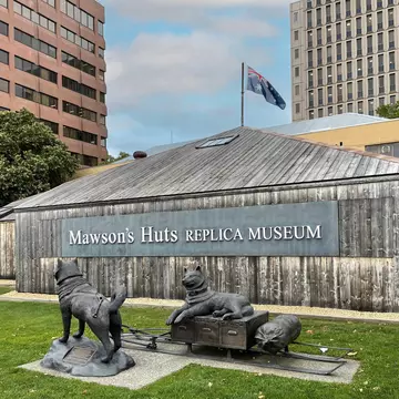 View of the Mawson's Huts Replica Museum, it is a replica of the huts used in Antarctica by Douglas Mawson and his team, plus stories of the expedition. Tasmania, Australia.