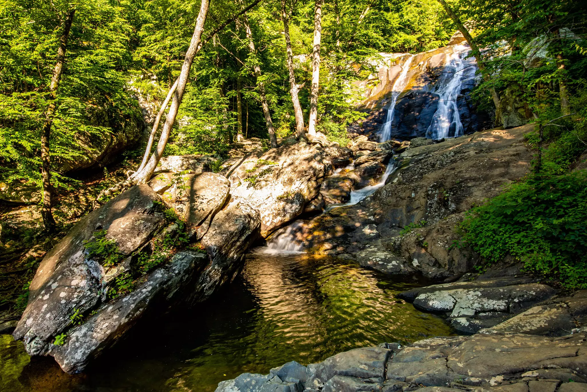 White Oak Canyon and Cedar Run trail loop waterfalls and cascades in Shenandoah National Park