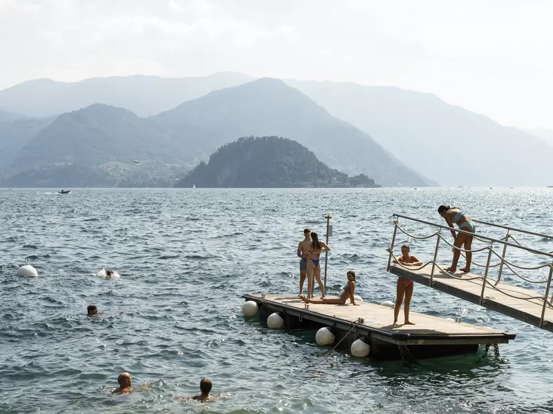 Swimmers on Lake Como