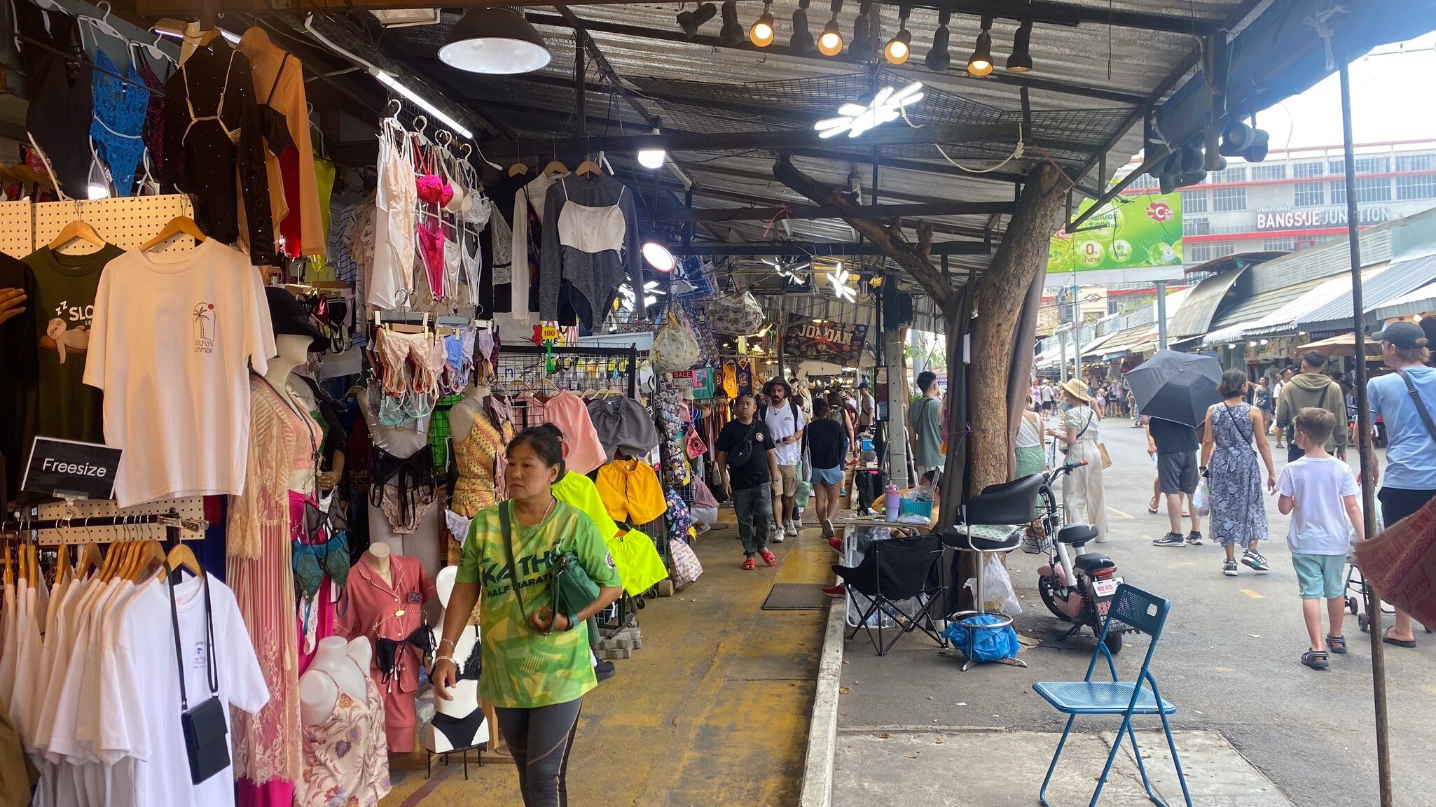 Stalls under canopies at Chatuchak Weekend Market