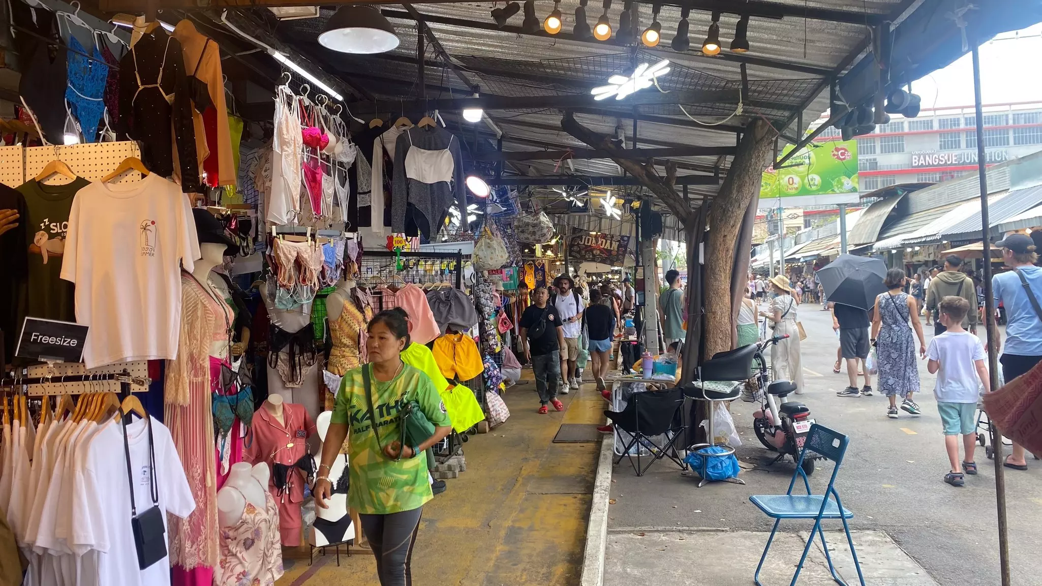 Stalls under canopies at Chatuchak Weekend Market