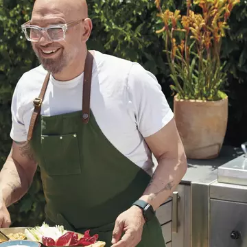 Chef Michael Symon in action. Frontgate x Chef Symon Collection