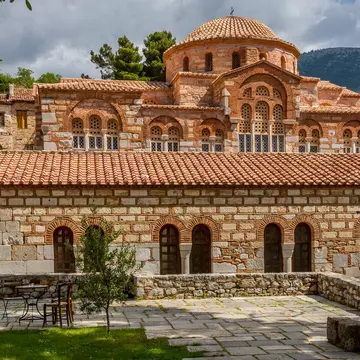 Exterior view of Moni Osios Loukas in Greece.
