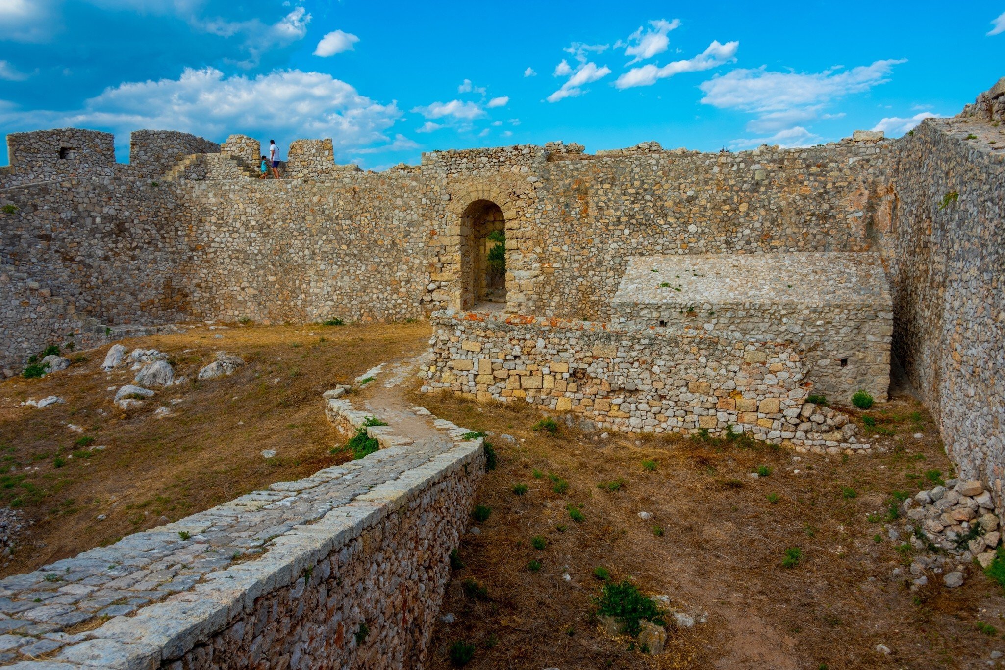 View of a doorway in Pylos Castle, Greece.