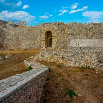 View of a doorway in Pylos Castle, Greece.