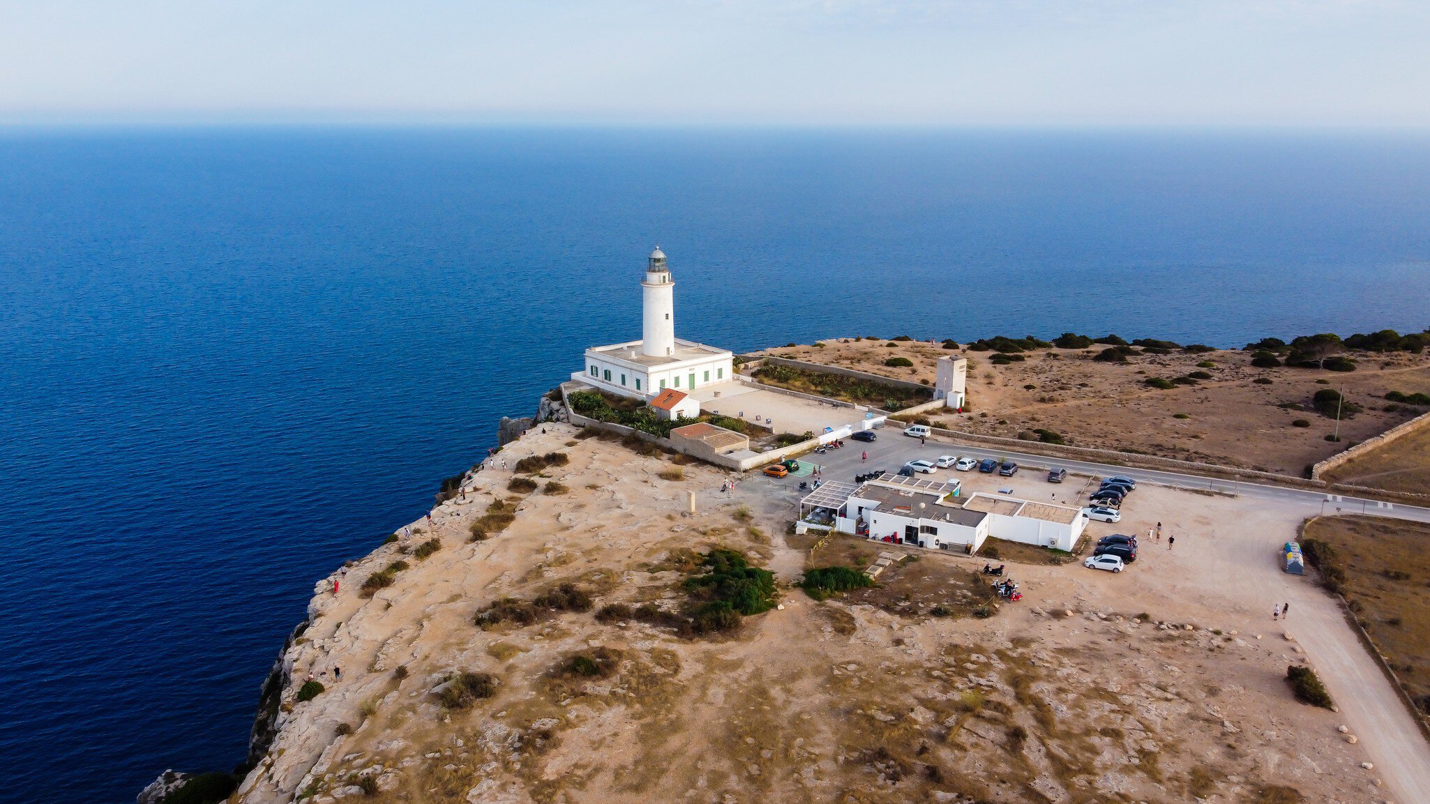 View of the Far de Sa Mola, a lighthouse on the island of Formentera in Spain.