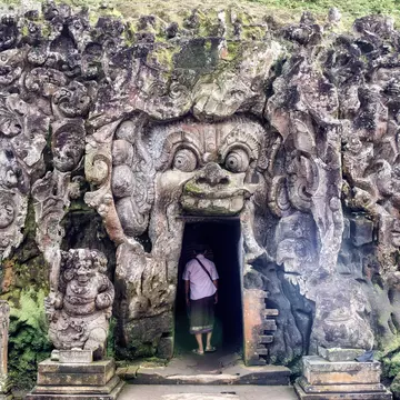 Bali, Indonesia June 27, 2022 - the Elephant Cave Temple or Goa Gajah Cave at Pura Goa Gajah Temple in Ubud, Bali island, Indonesia. Built in the 9th century. This was during the Covid 19 pandemic., License Type: media, Download Time: 2025-03-01T19:36:01.000Z, User: Ppeterson948, Editorial: true, purchase_order: 56530 - Guidebooks, job: Global Publishing WIP, client: Global Publishing WIP, other: Pia Peterson Haggarty