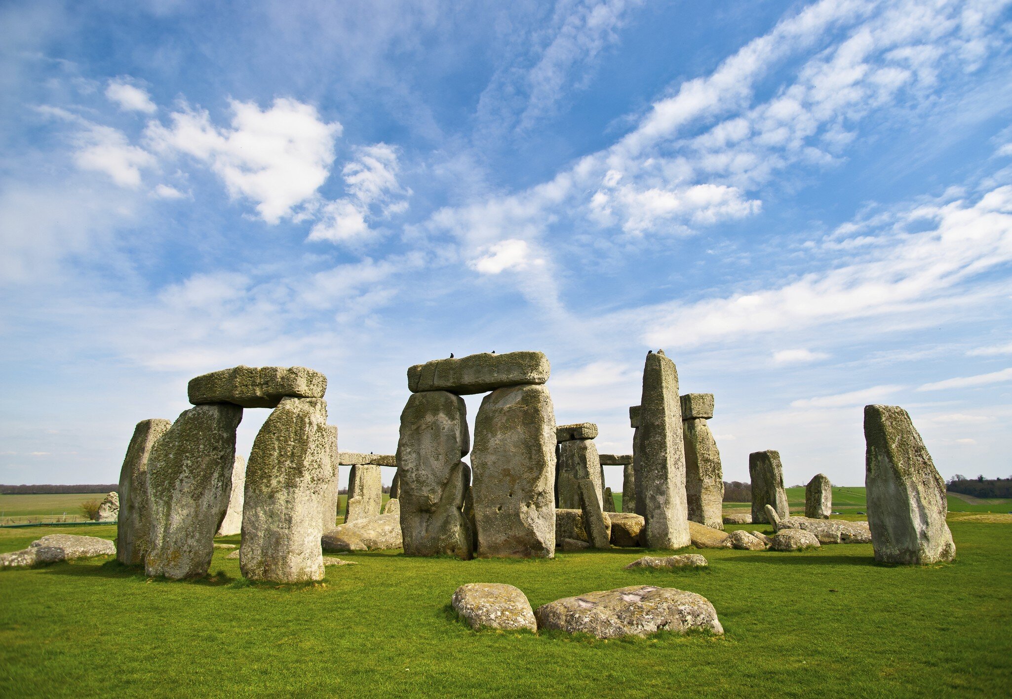 Blue skies over Stonehenge historic site