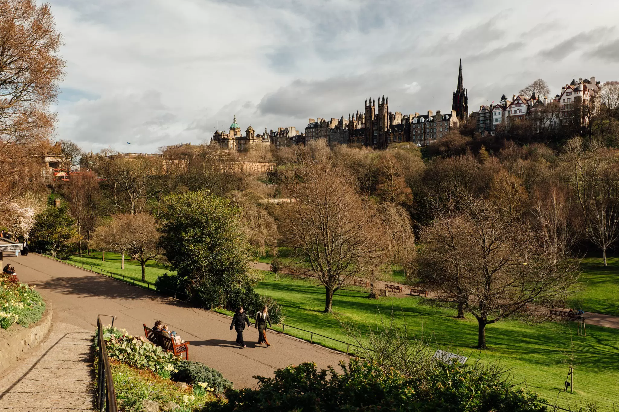 Walking in the Princes Street Gardens, Edinburgh, Scotland. 