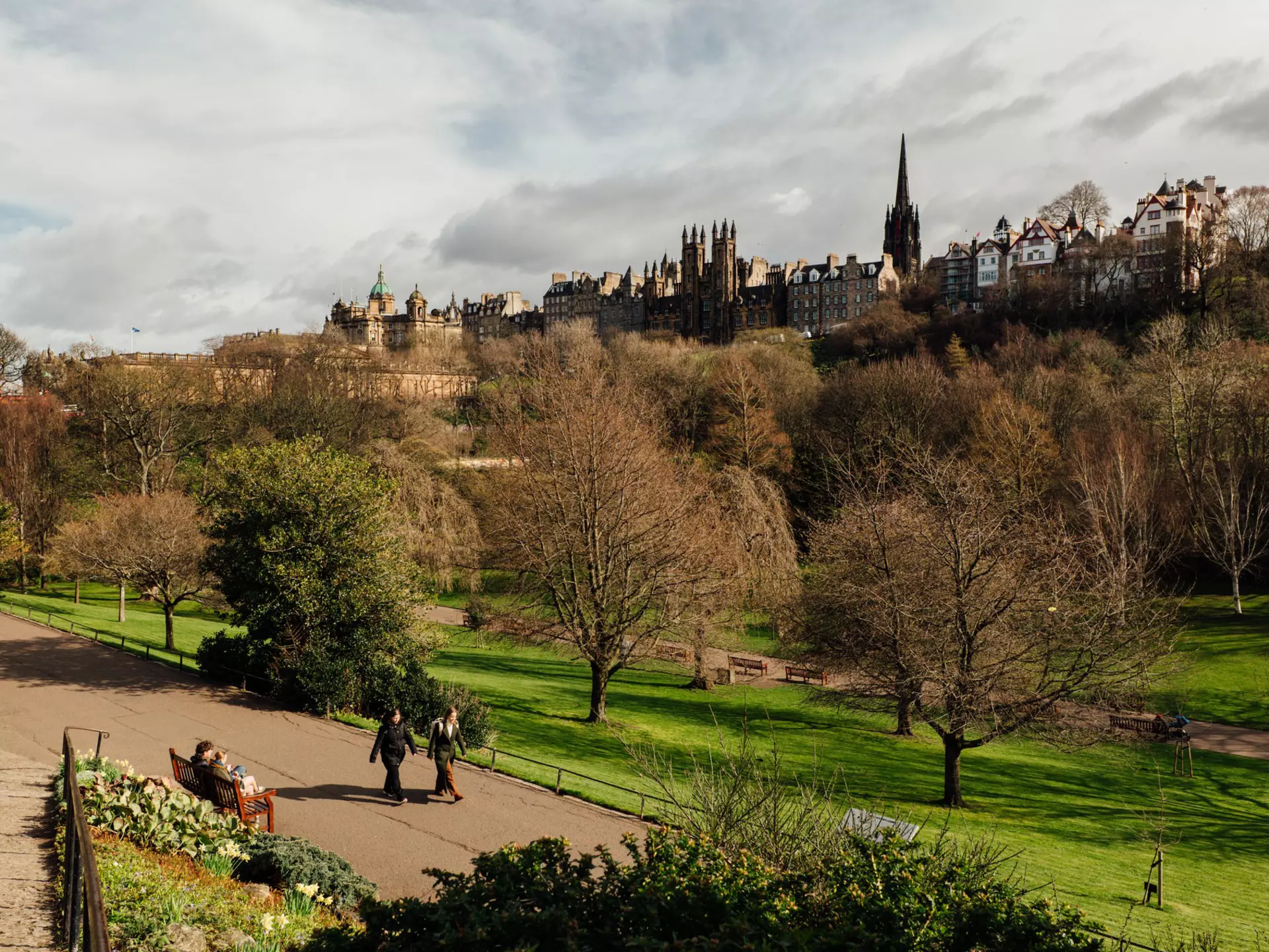 Walking in the Princes Street Gardens, Edinburgh, Scotland. 