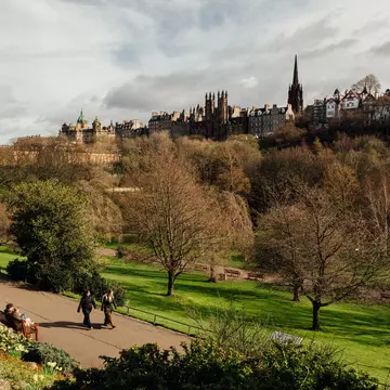 Walking in the Princes Street Gardens, Edinburgh, Scotland. 