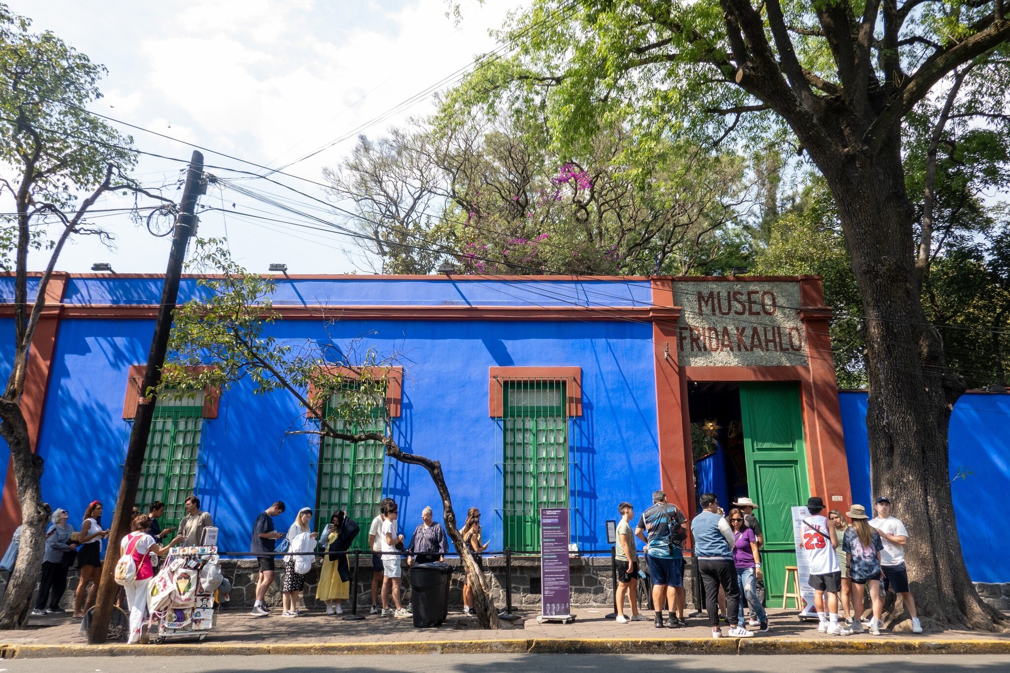 People waiting in line to get into the Museo Frida Kahlo in Mexico City.