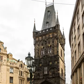 Prague, Czech Republic – December 02, 2018: Powder Tower in Prague. Czech Republic. Historical Sights of Prague, License Type: media, Download Time: 2026-06-15T16:19:02.000Z, User: LP_ZRay, Editorial: true, purchase_order: 65050 - Digital Destinations and Articles, job: Lonely Planet, client: App Content, other: Zayira Ray