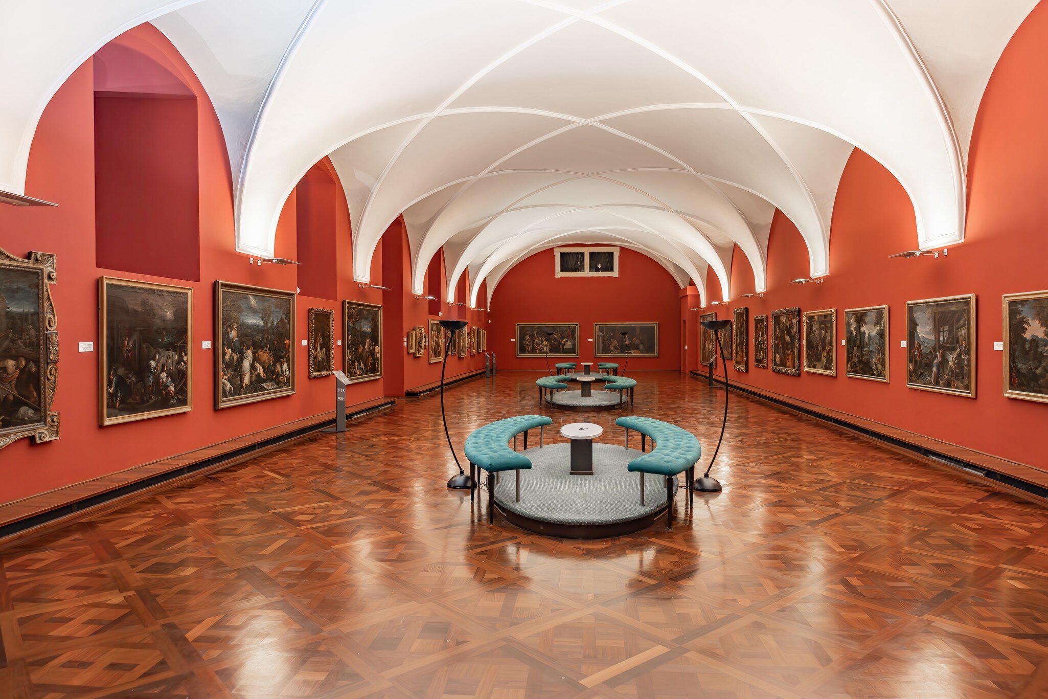 Prague, Czech Republic. Showroom inside Prague Castle Picture Gallery. The exhibition offers over a hundred of the finest paintings from the property of Prague Castle.