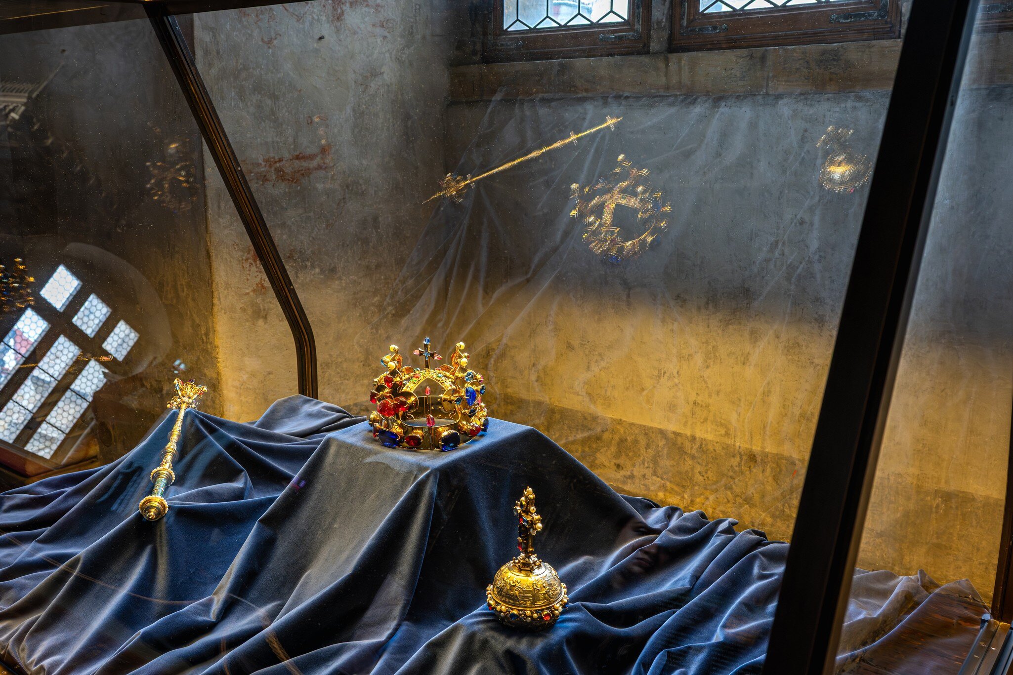 Copy of The Bohemian Crown Jewels, or the Czech Crown Jewels on Prague Castle interior. Prague, Czech Republic.