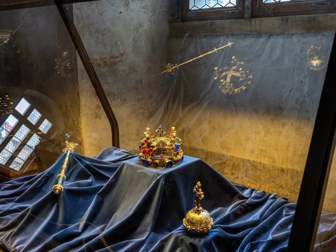 Copy of The Bohemian Crown Jewels, or the Czech Crown Jewels on Prague Castle interior. Prague, Czech Republic.